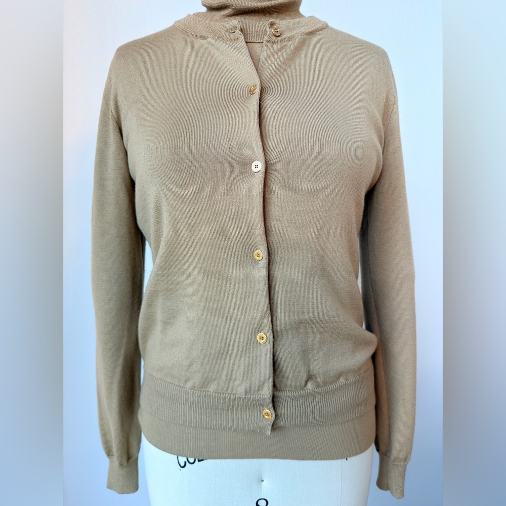 Moschino Tan Button-Up Cardigan Lana Wool size 6, Italian size 40, sweater - Picture 7 of 15